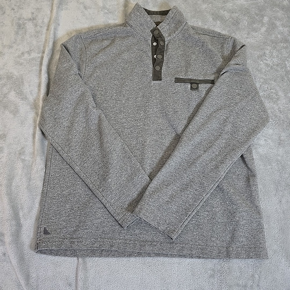 Untuckit Sweater Mens Medium Gray Parkson Snap Fleece Pullover Sweatshirt Casual